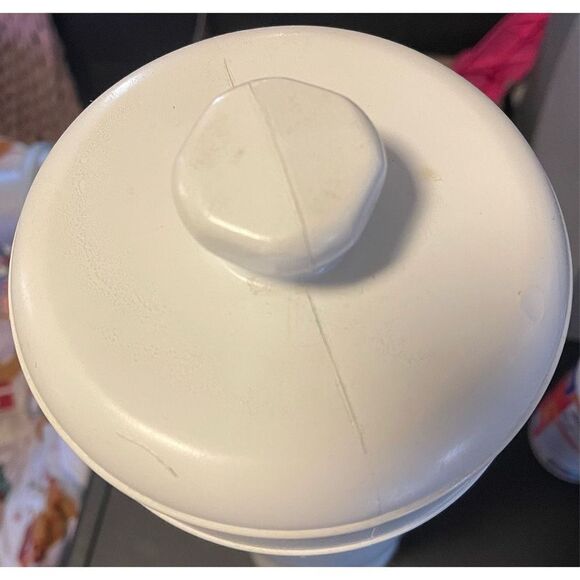 VTG Blow Mold Toliet Paper Roll Storage Holder White w/ Long Stem Tulip MCM - Picture 6 of 7